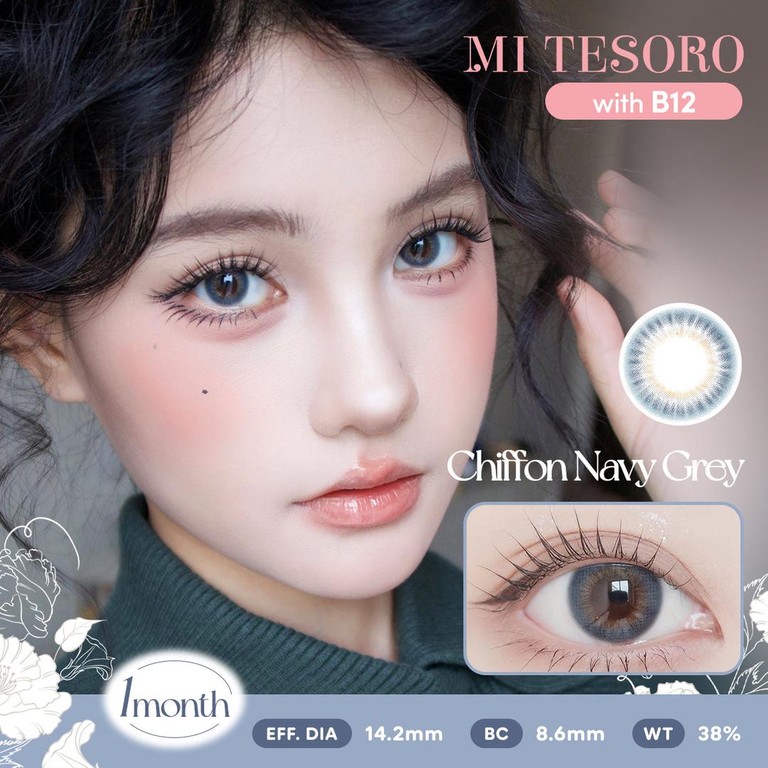 Chiffon Navy Grey-Mi Tesoro Monthly Color Con 2pcs