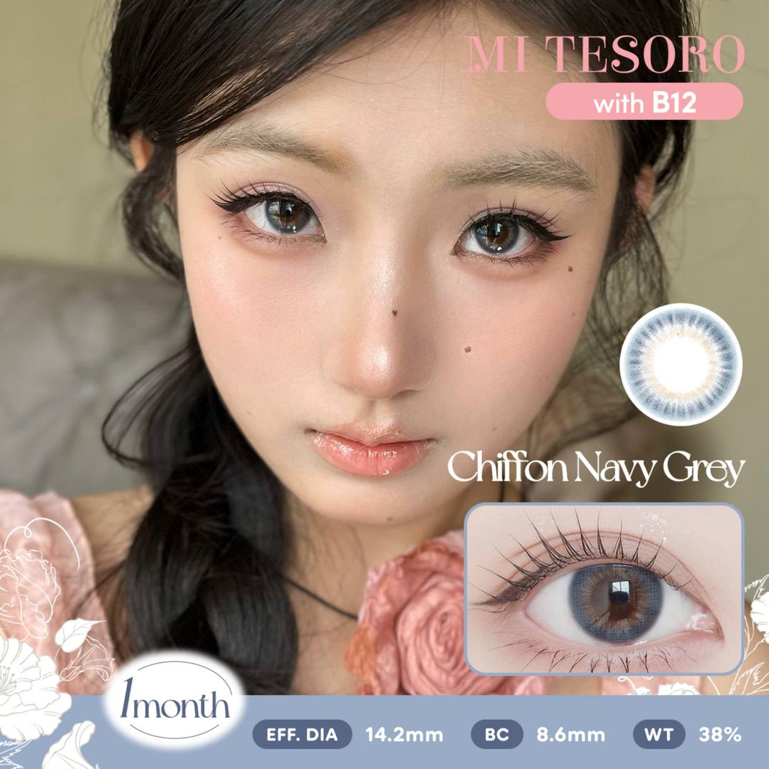 Chiffon Navy Grey-Mi Tesoro Monthly Color Con 2pcs