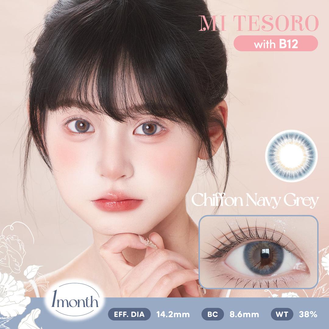 Chiffon Navy Grey-Mi Tesoro Monthly Color Con 2pcs